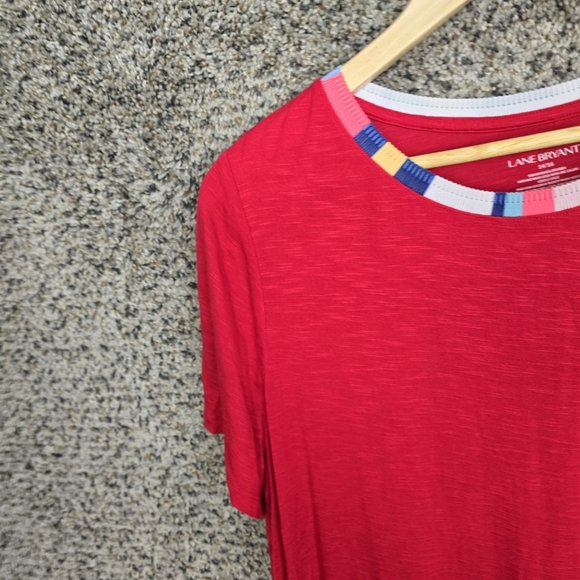 Lane Bryant Top Womens Plus 14/16 Red Crew Neck Short Sleeve‎ Tunic Casual - Picture 3 of 7